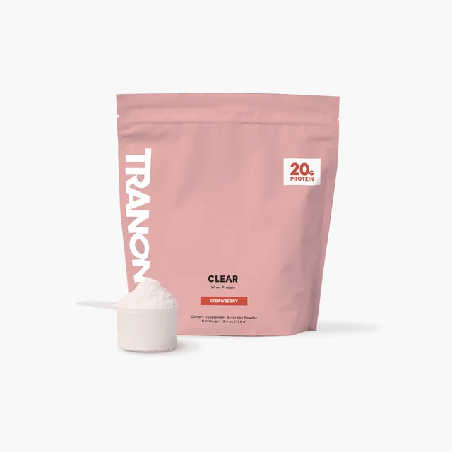Tranont Clear whey protein product pouch on a white background